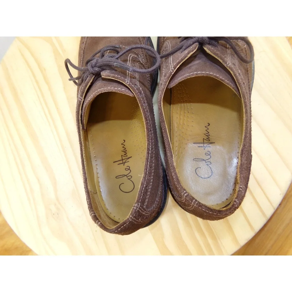 Cole Haan Air Wingtips Mens Brown Suede Size 9.5 Lace Up Oxfords Dress Shoes Vtg